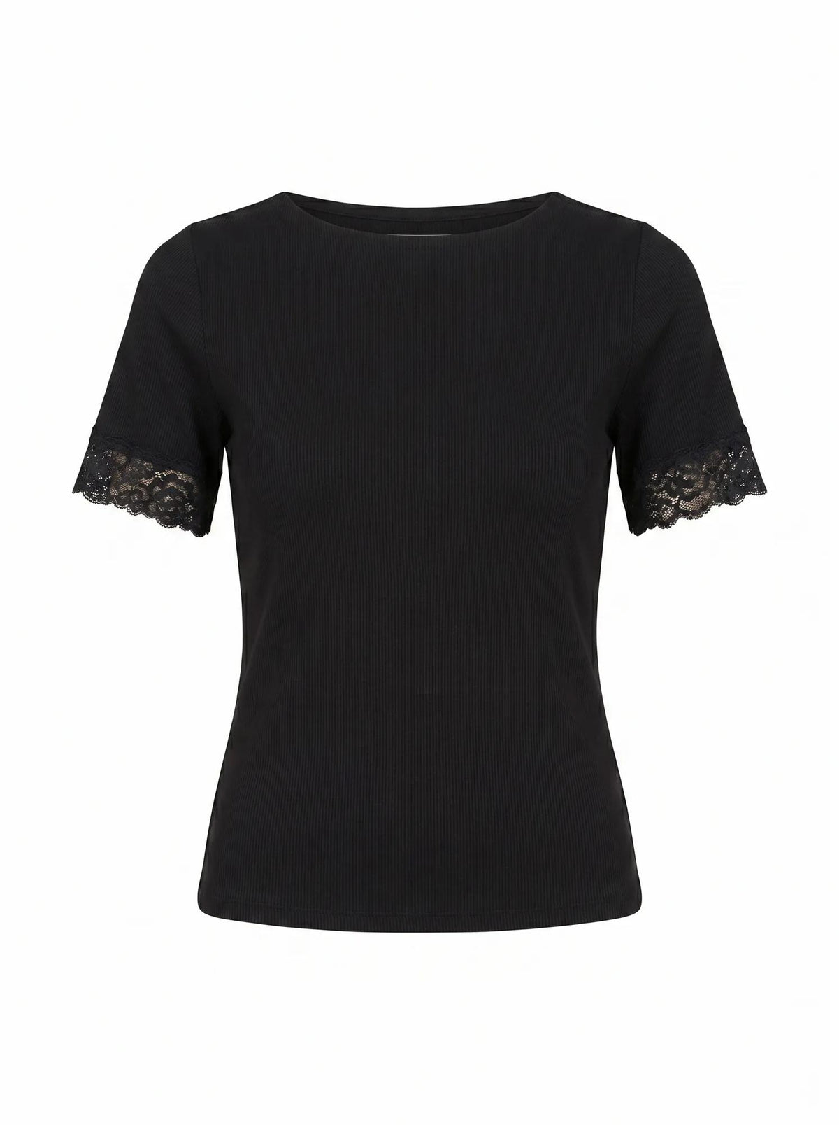 Nina Lace Trim Tee Black_mannequin