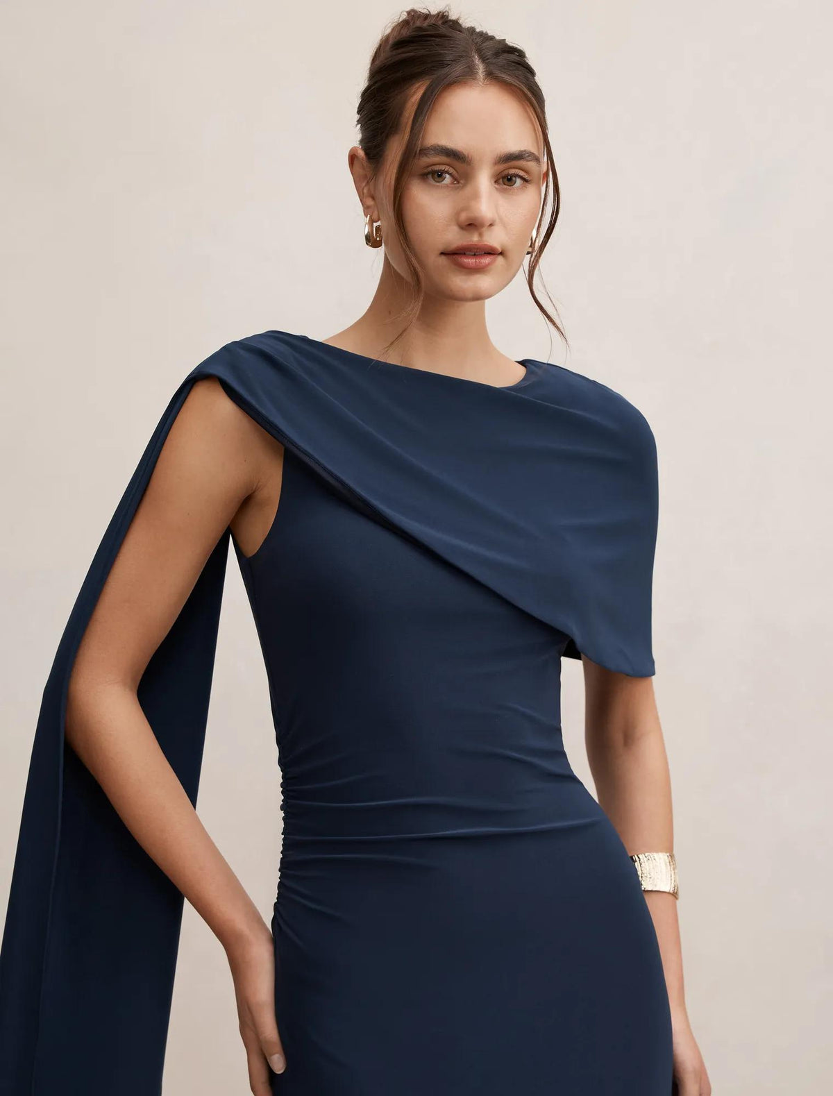 Kosa Cape Scarf Maxi Dress Ink Navy