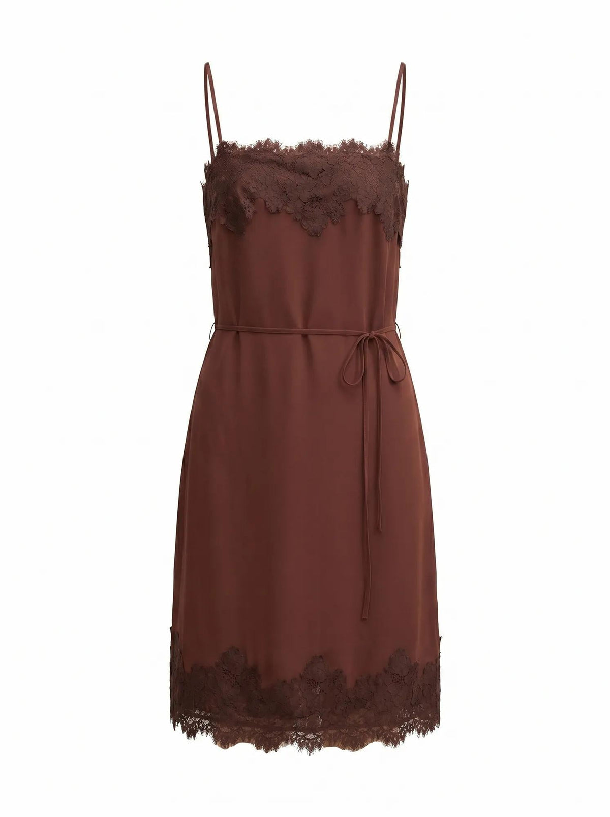 Wisteria Lace Detail Midi Dress Bitter Chocolate