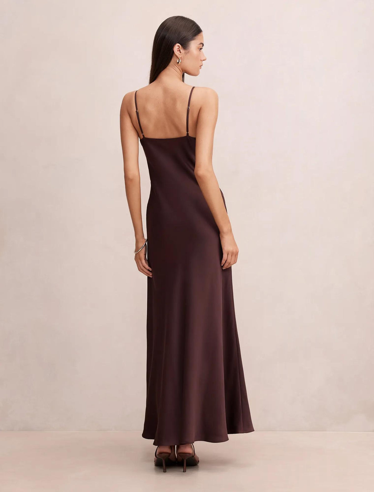 Ivara Lace Cowl Maxi Dress Dark Chocolate