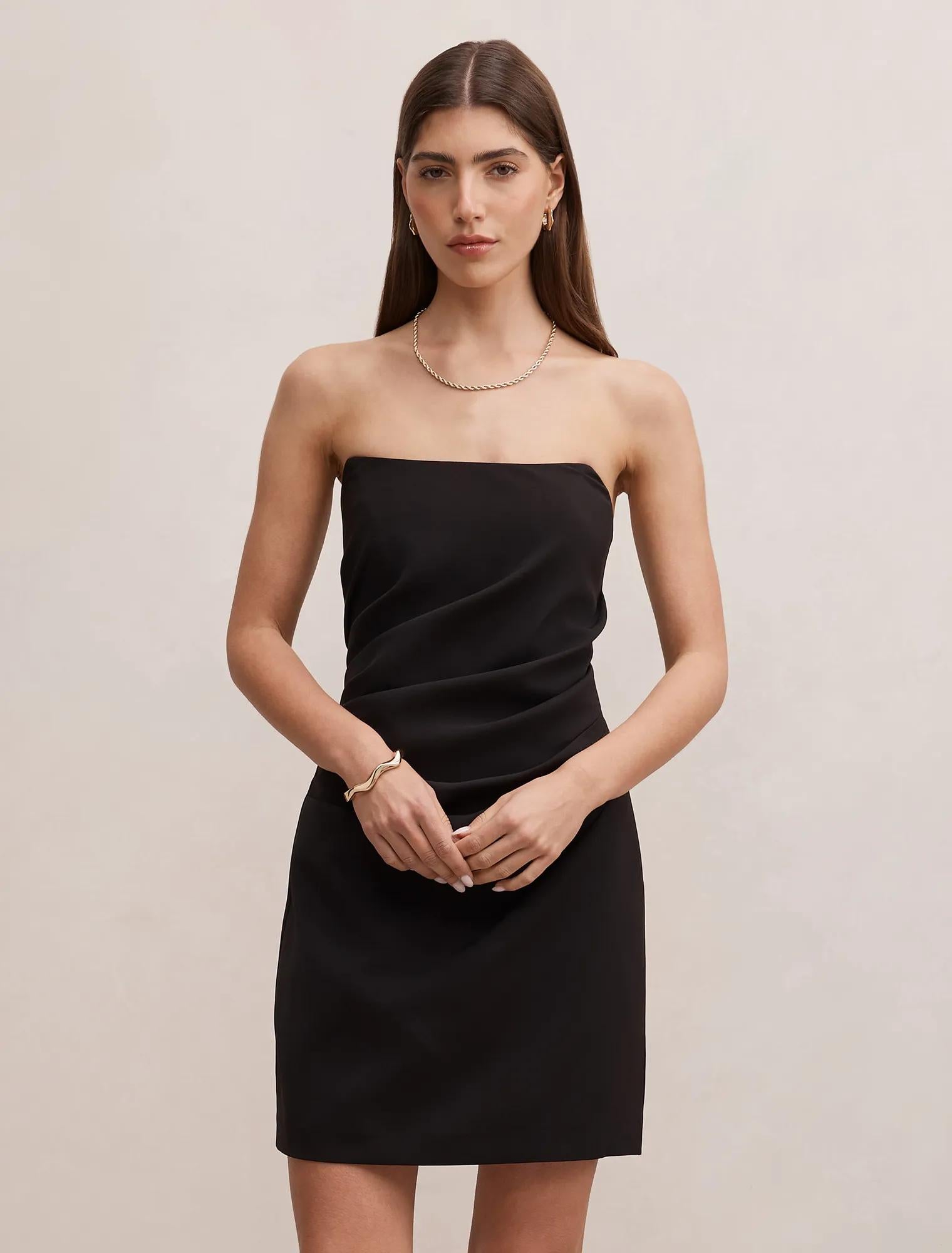 Rumi Draped Mini Dress Black