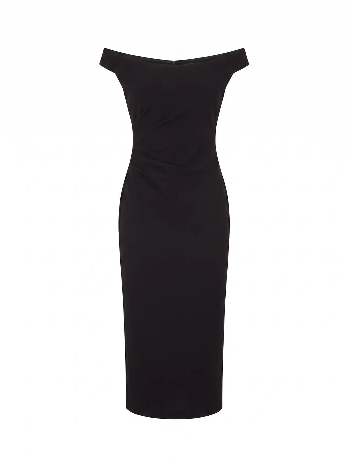 Zaria Off Shoulder Bodycon Midi Dress Black_mannequin