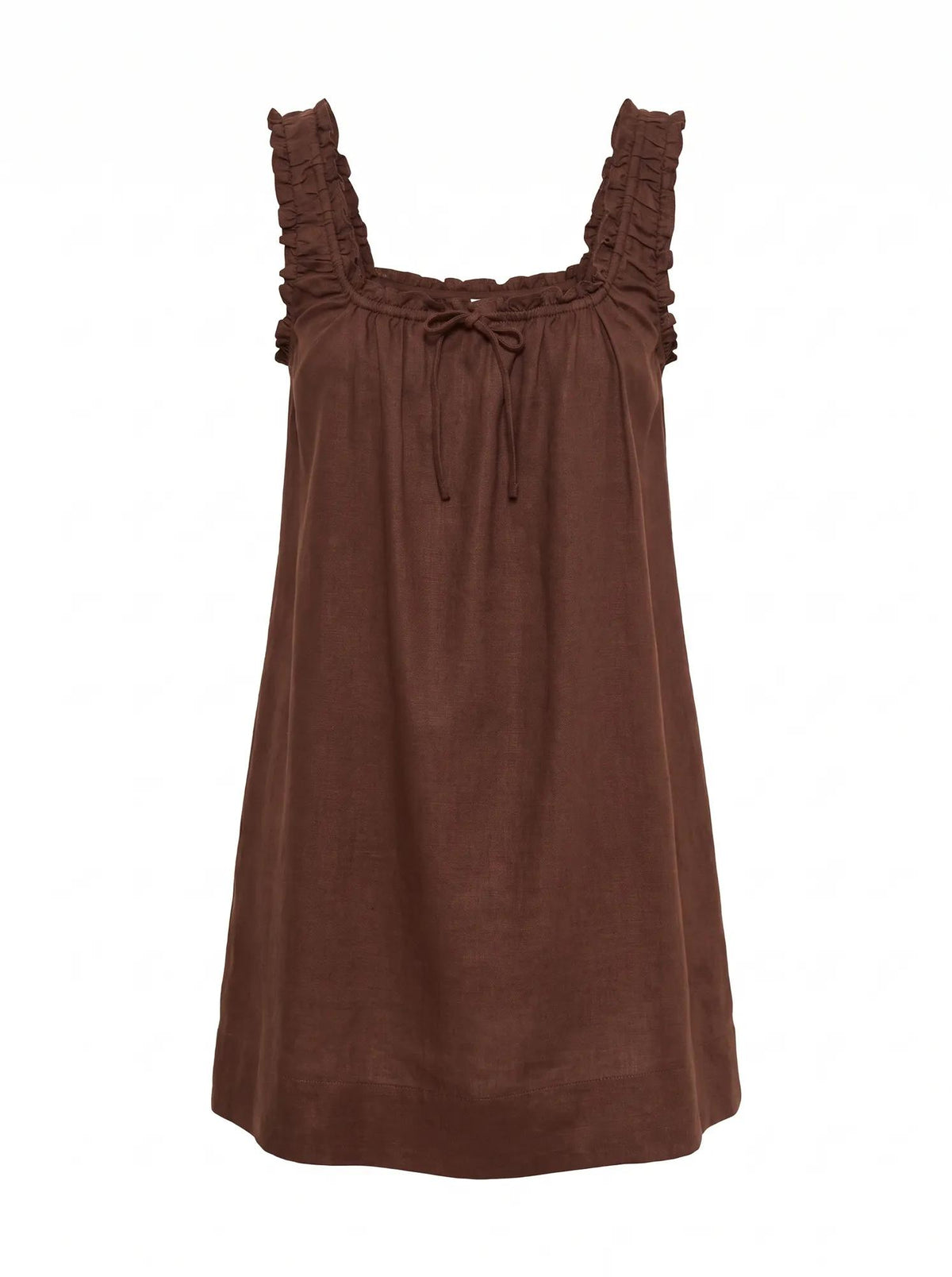 Vivi Shift Linen Mini Dress Bitter Chocolate_mannequin