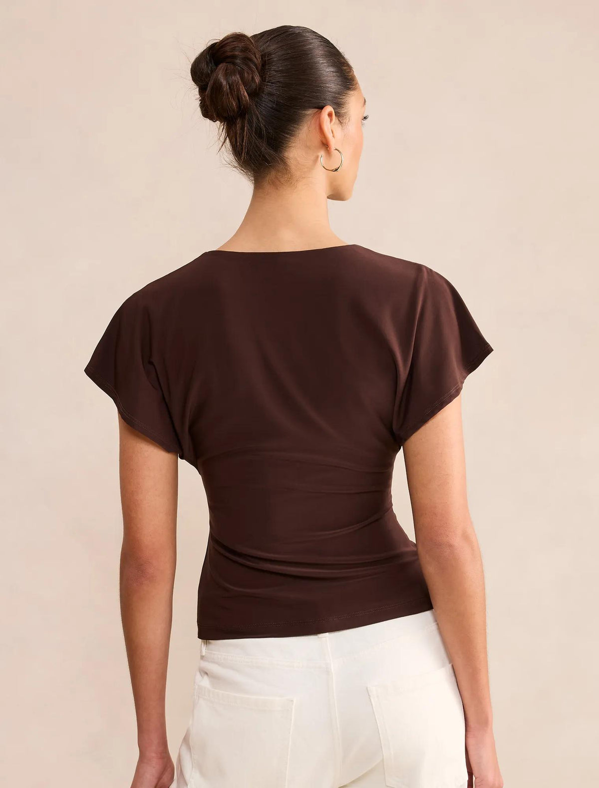 Thea Twist Batwing Top Chocolate