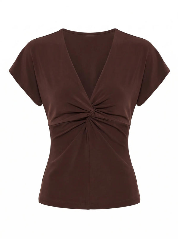Thea Twist Batwing Top Chocolate_mannequin