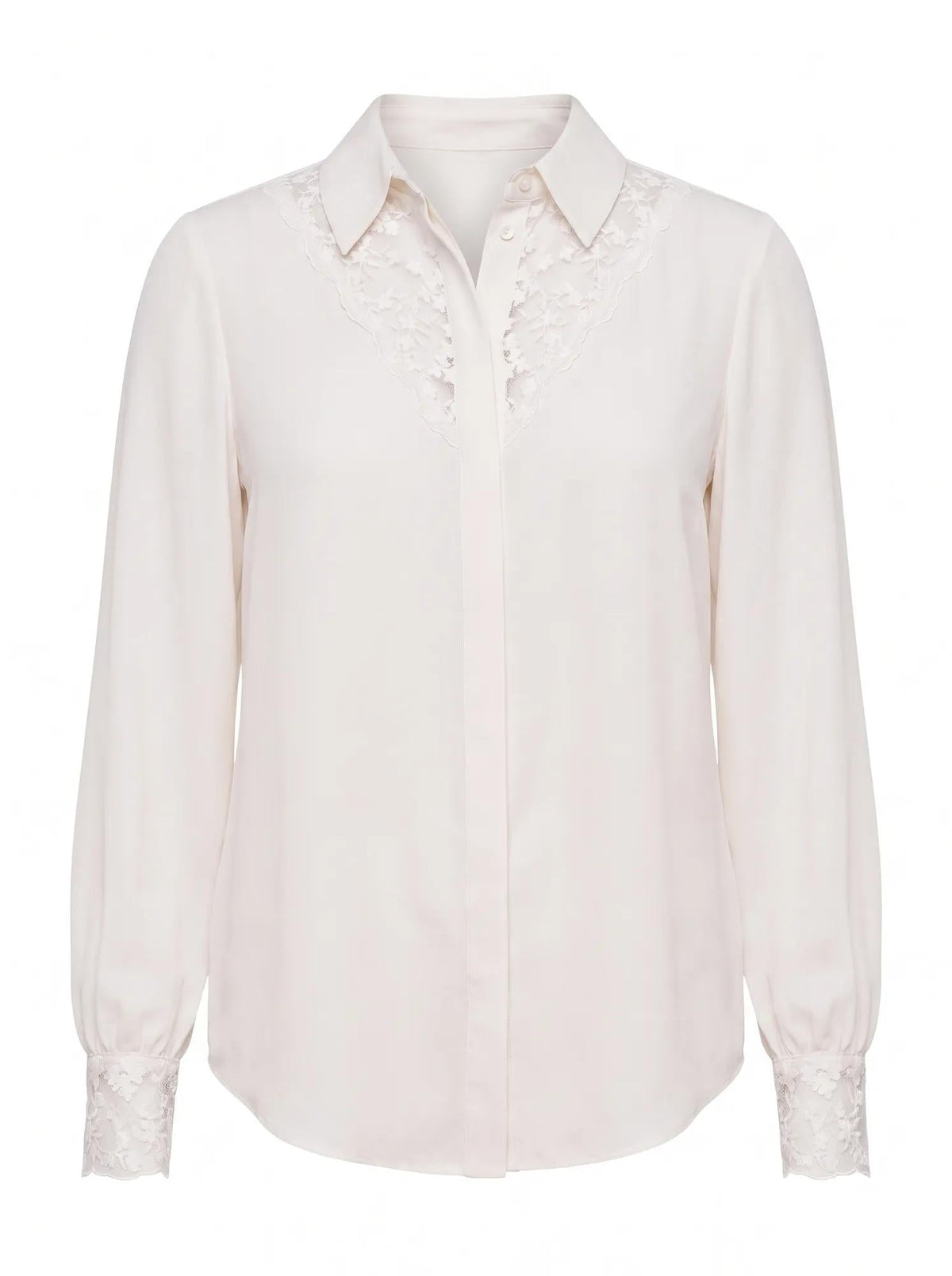 Hannah Lace Trim Shirt Neutral