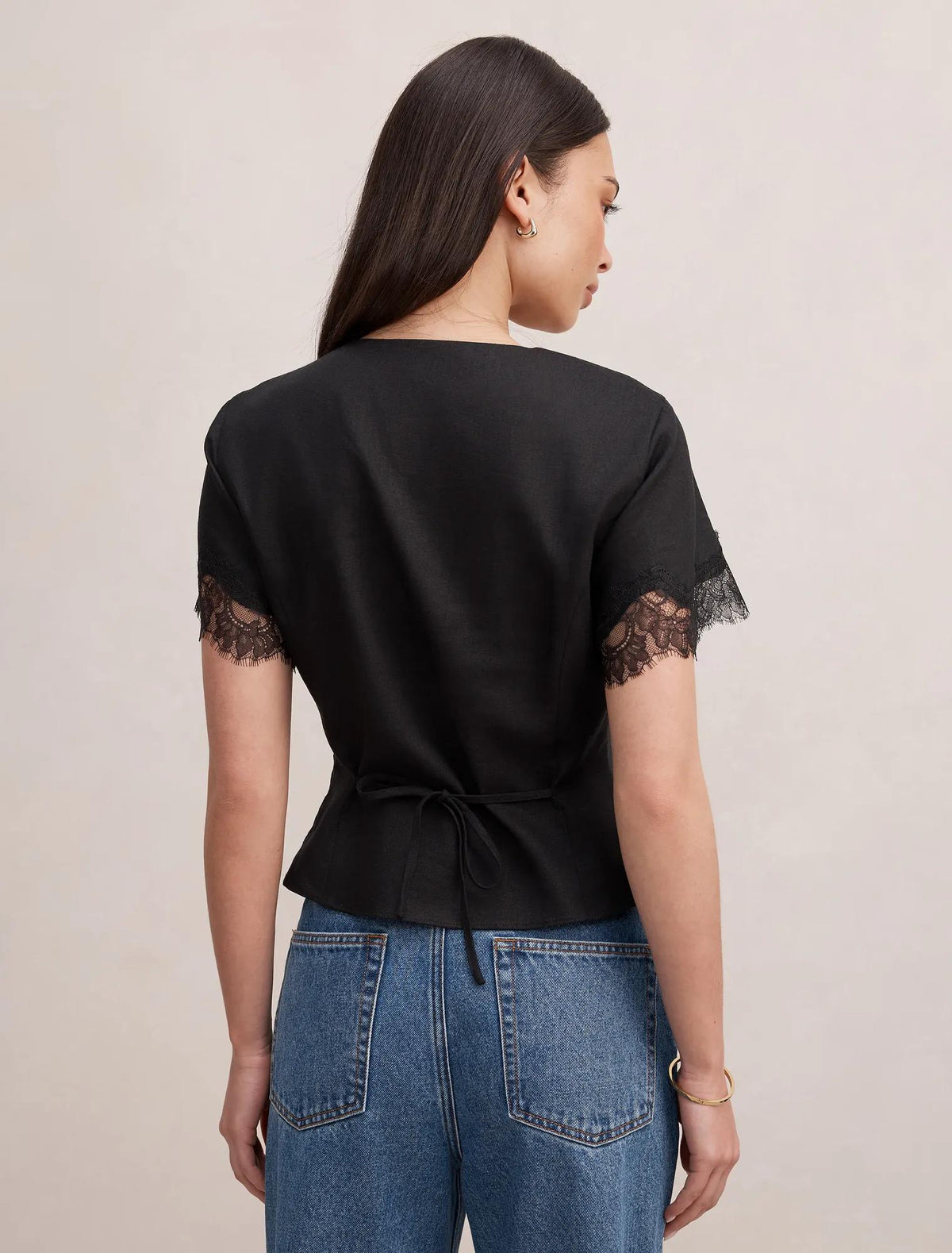 Ingrid Lace Trim Blouse Black