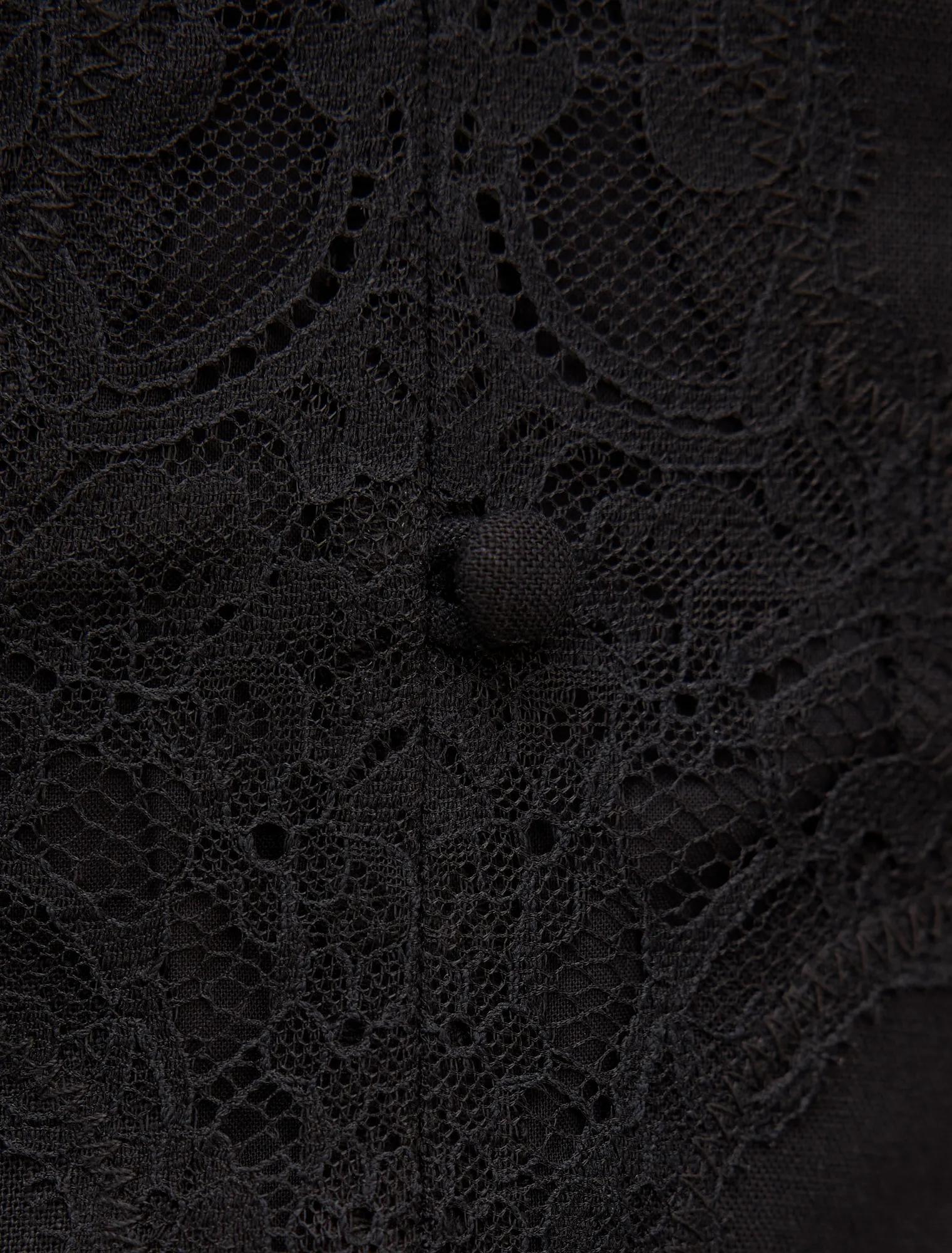 Ingrid Lace Trim Blouse Black