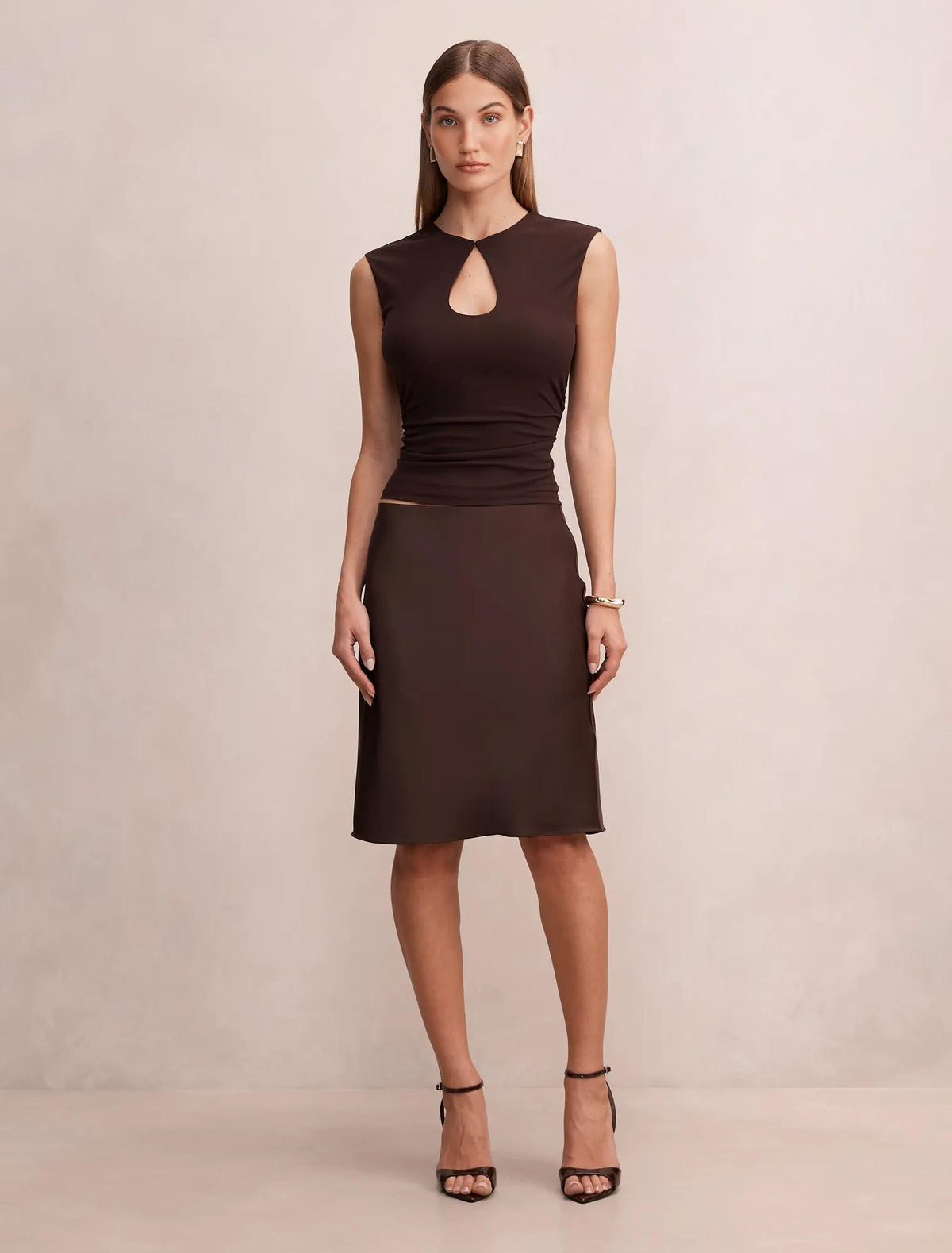 Selena Satin Skirt Bitter Chocolate