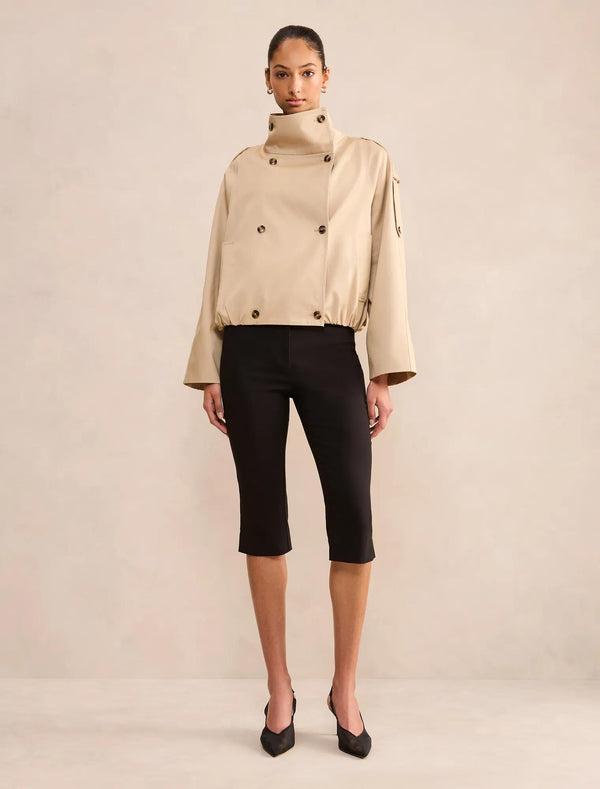 Billie Funnel Neck Short Trench Coat Sand