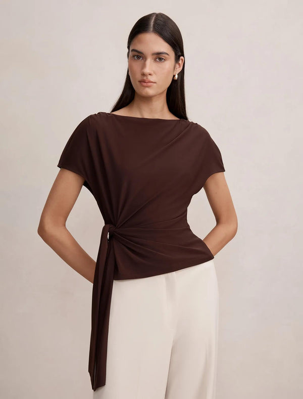 Celine Tie Detail Top Decadent Chocolate