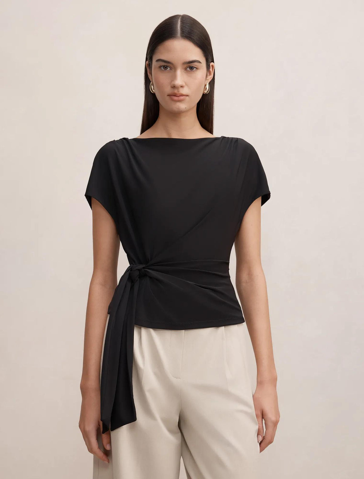 Celine Tie Detail Top Black