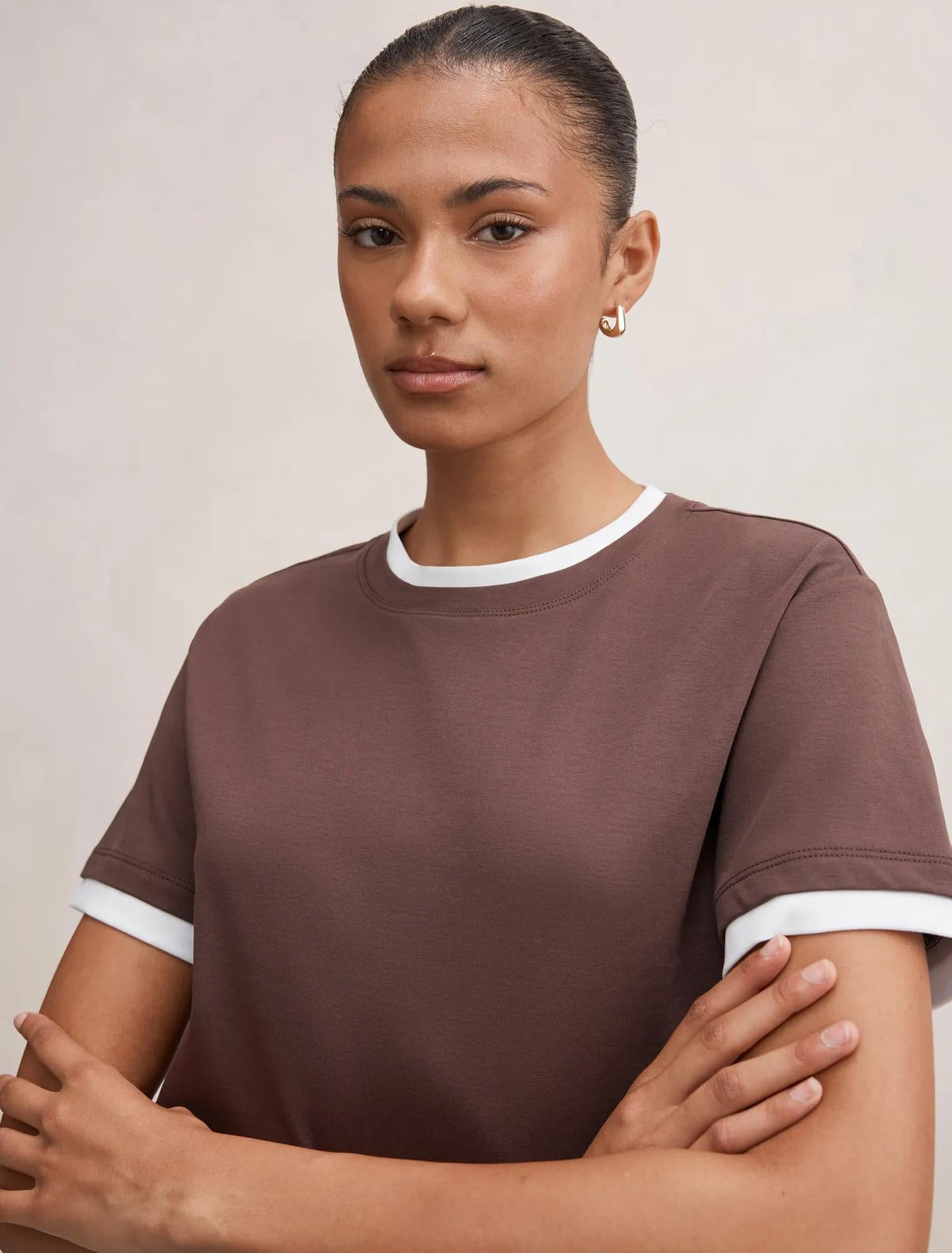 Charlie Contrast Layered Tee Chocolate Bark