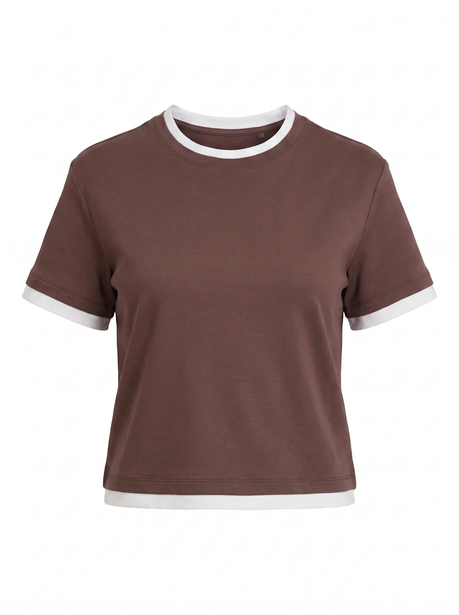 Charlie Contrast Layered Tee Chocolate Bark