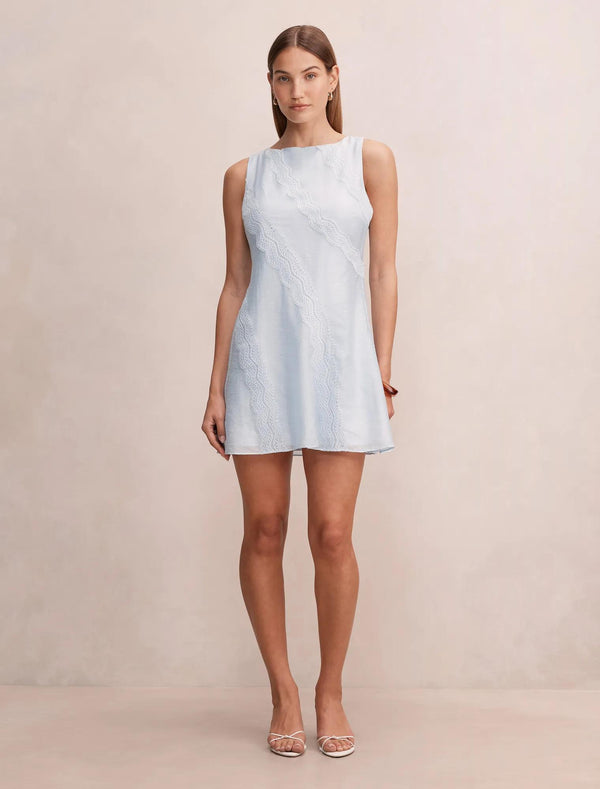 Hannah Lace Detail Mini Dress Bluebell