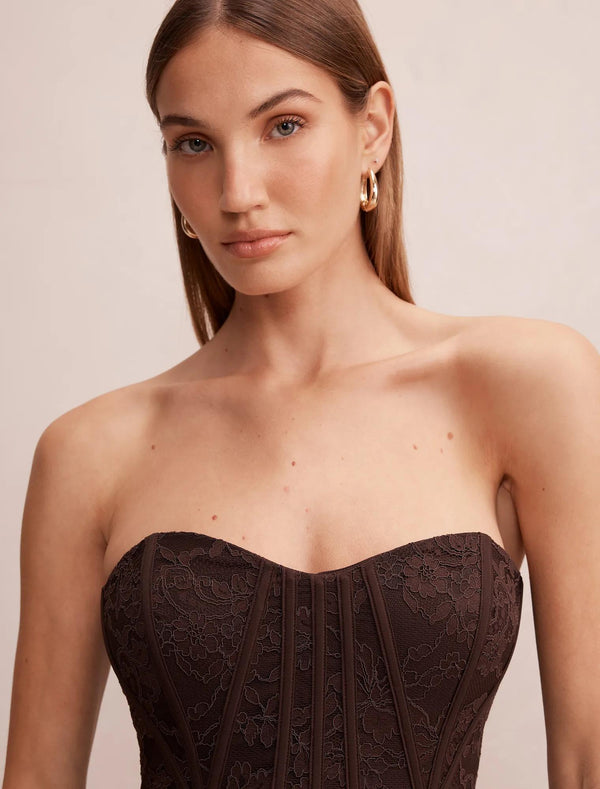 Myla Lace Corset Maxi Dress Chocolate Freckle