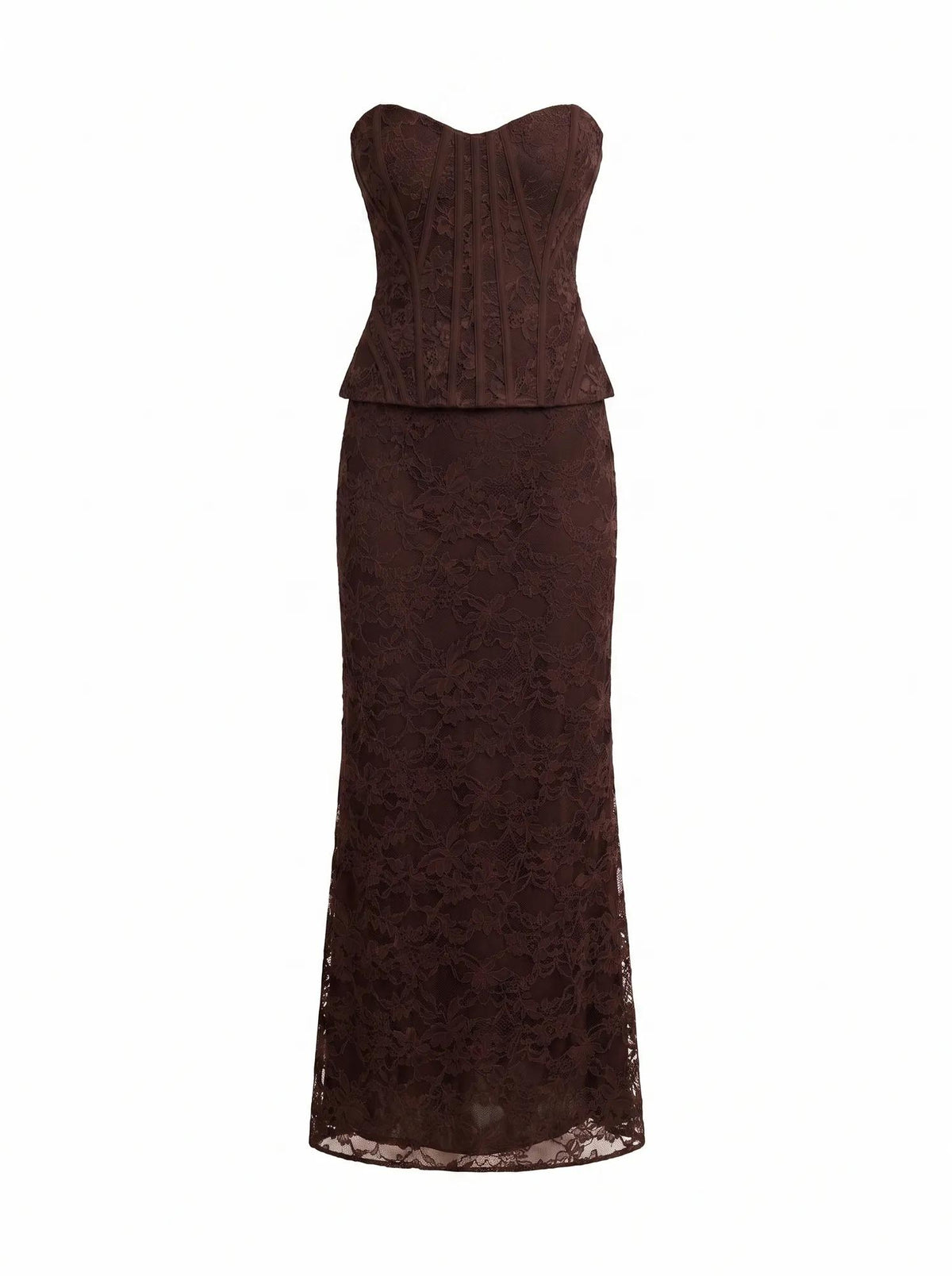 Myla Lace Corset Maxi Dress Chocolate Freckle_mannequin
