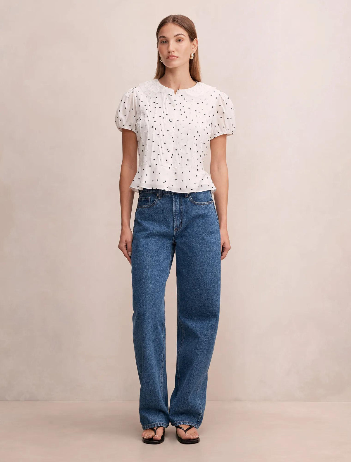 Cece Peplum Blouse Navy Findon Spot