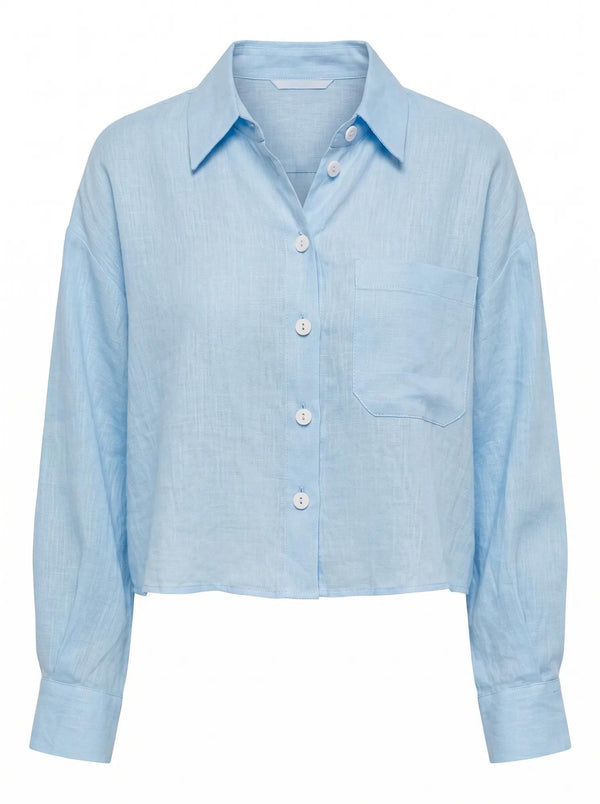 Bowie Cropped Shirt Soft Blue_mannequin