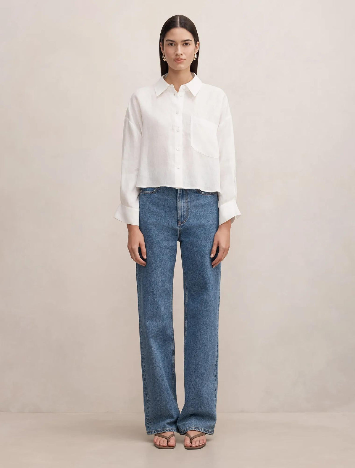 Bowie Cropped Shirt Porcelain