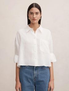 Bowie Cropped Shirt Porcelain