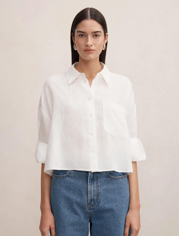 Bowie Cropped Shirt Porcelain