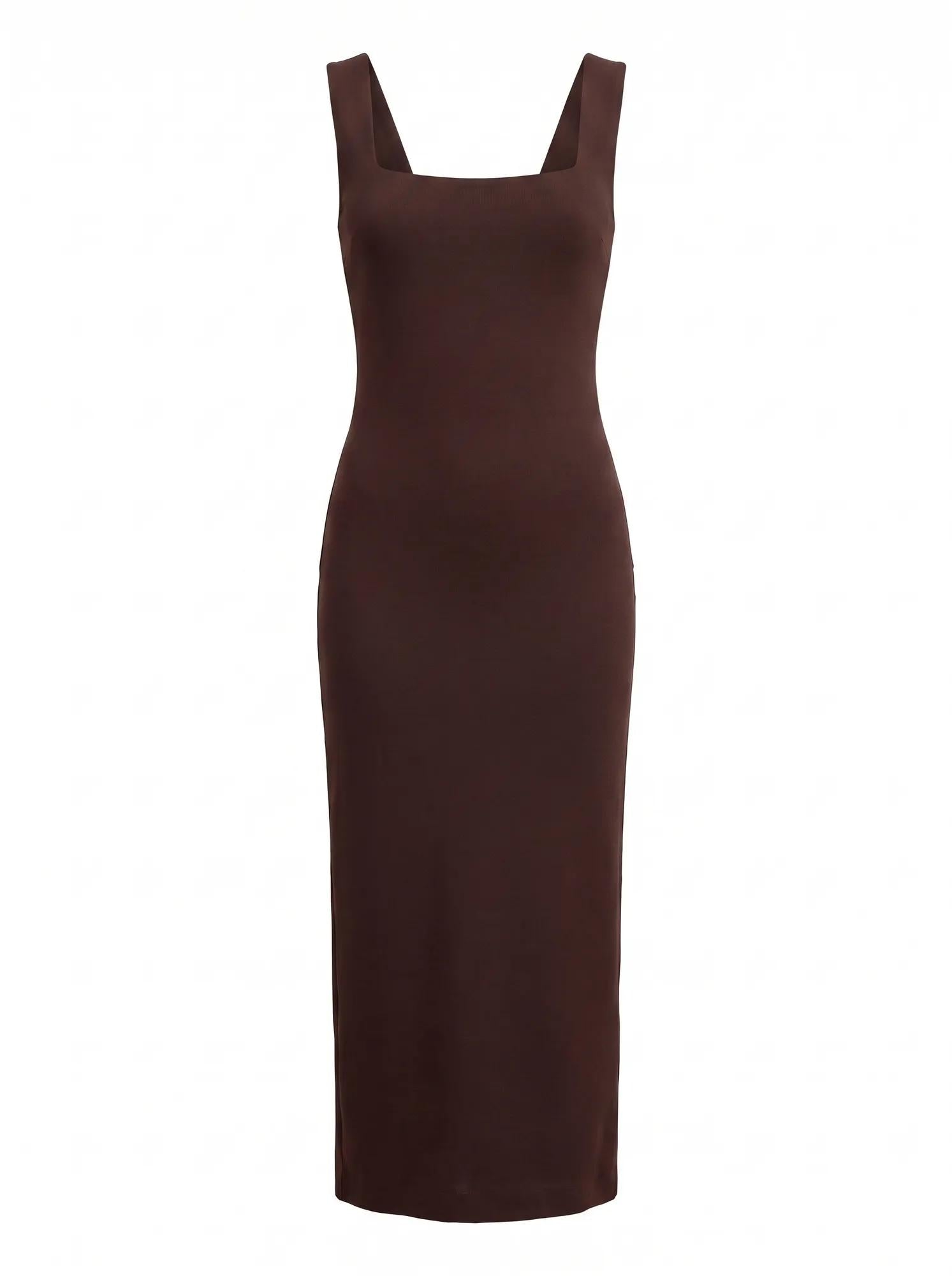 Shiloh Back Detailed Bodycon Dress Dark Chocolate_mannequin
