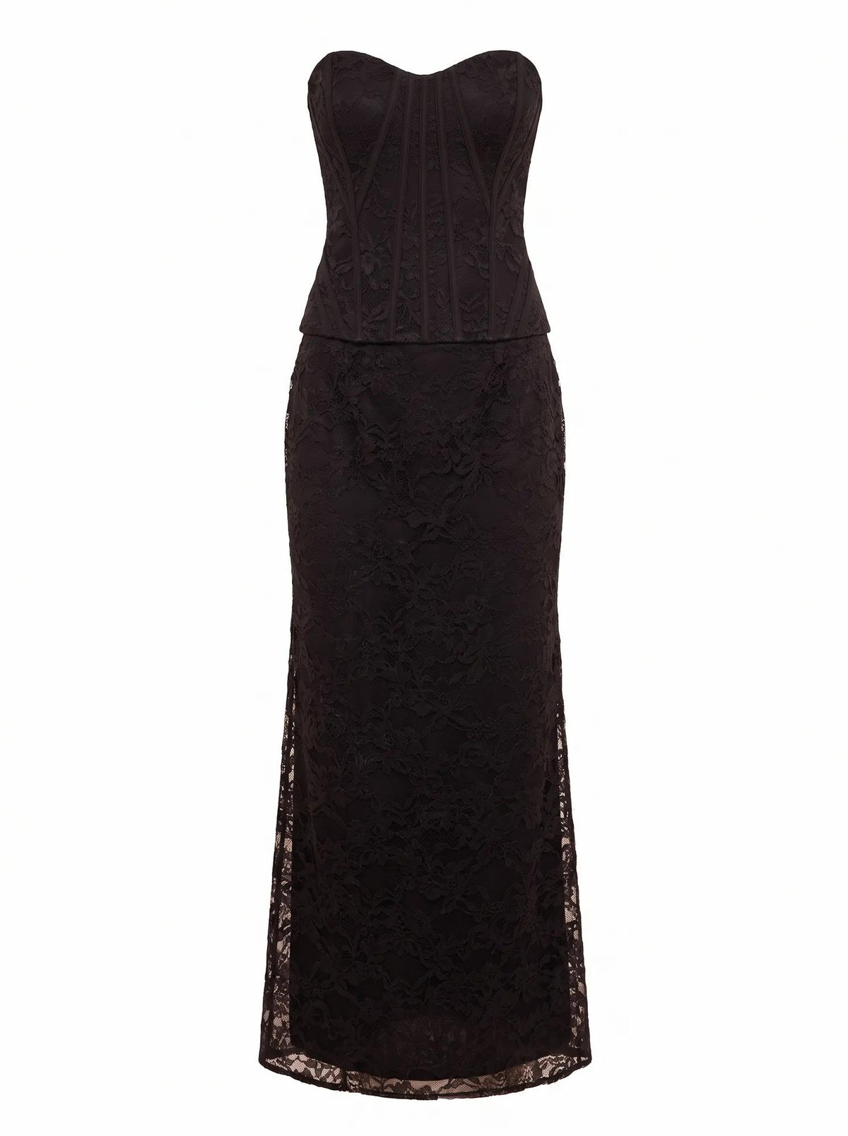 Myla Petite Corset Lace Maxi Dress Black_mannequin