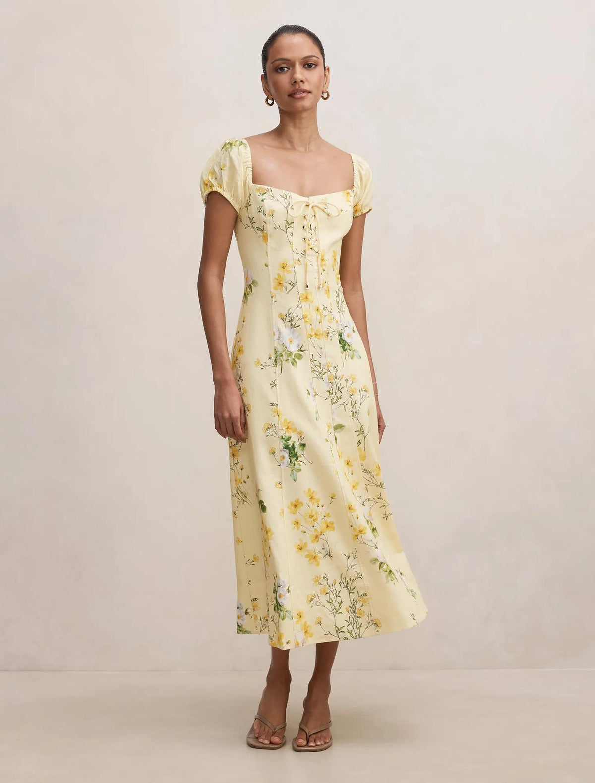 Sallie Petite Tie Front Midi Dress Saffia Ditsy