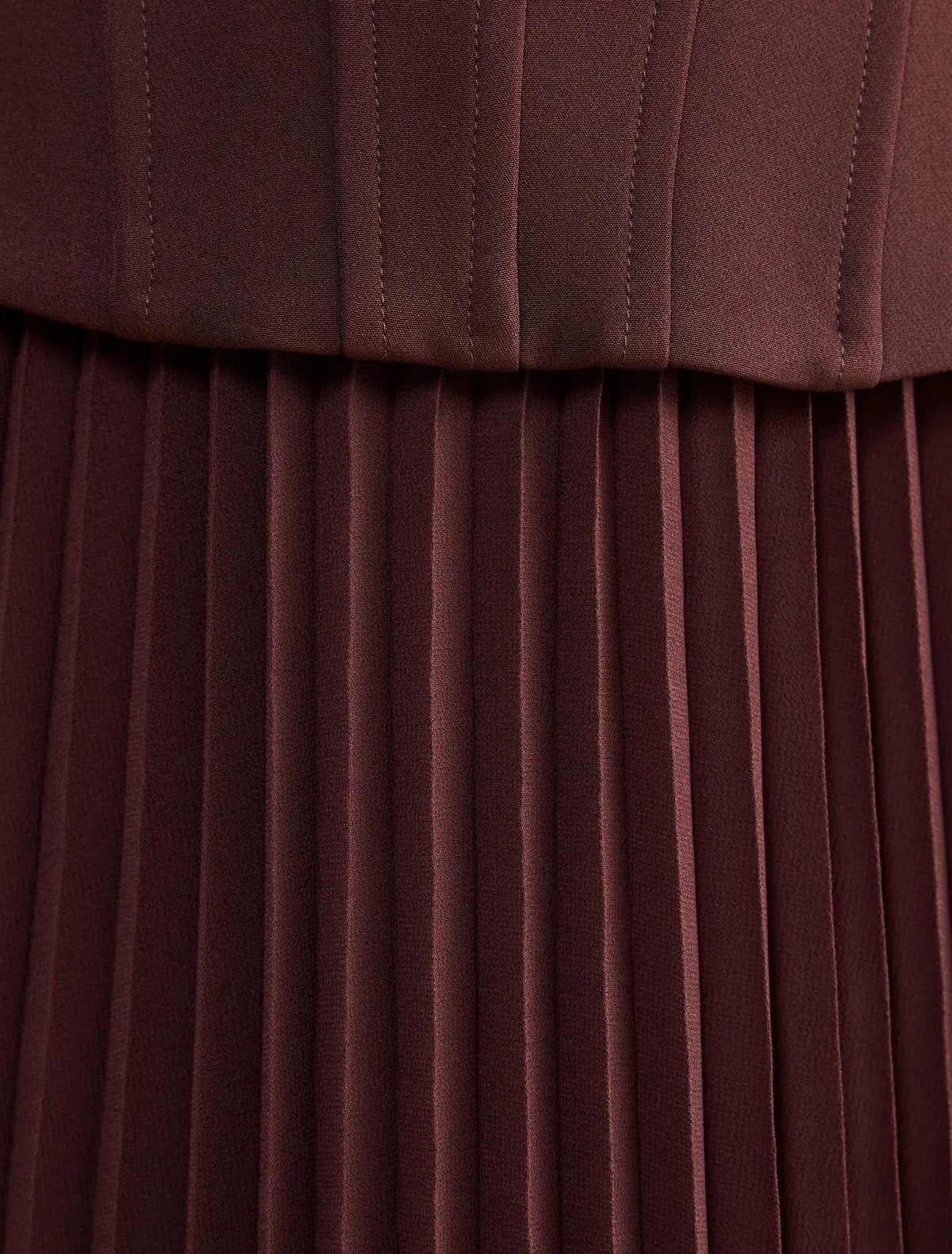 August Pleated Corset Midi Dress Dark Chocolate