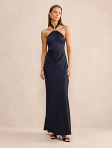 Mariposa Halter Neck Maxi Dress Navy