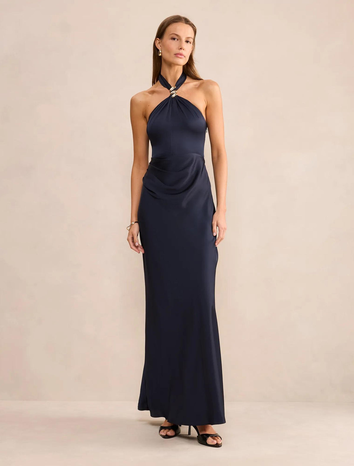 Mariposa Halter Neck Maxi Dress Navy