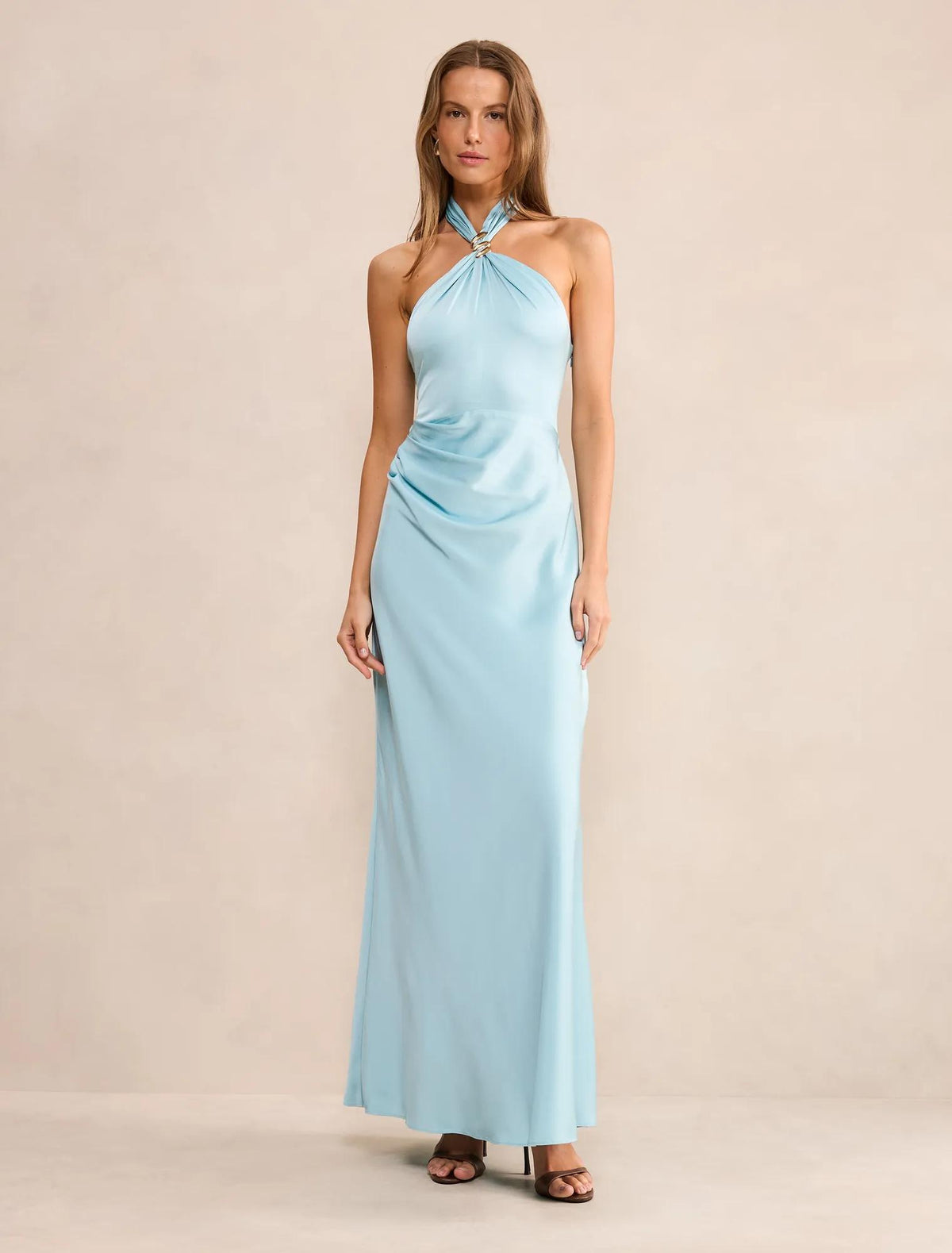 Mariposa Halter Neck Maxi Dress Seafoam Aqua