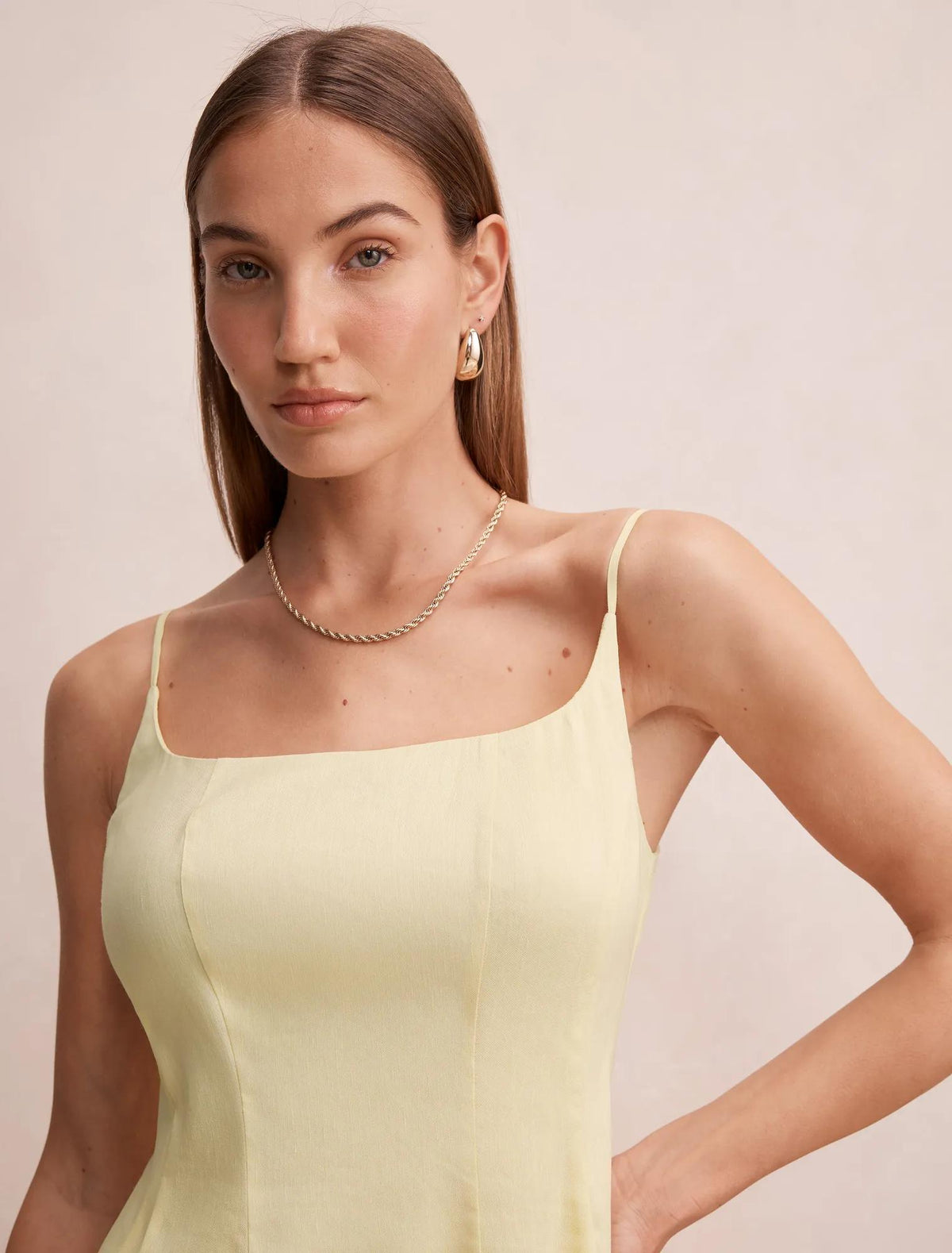 Emery Panel Midi Dress Soft Daffodil