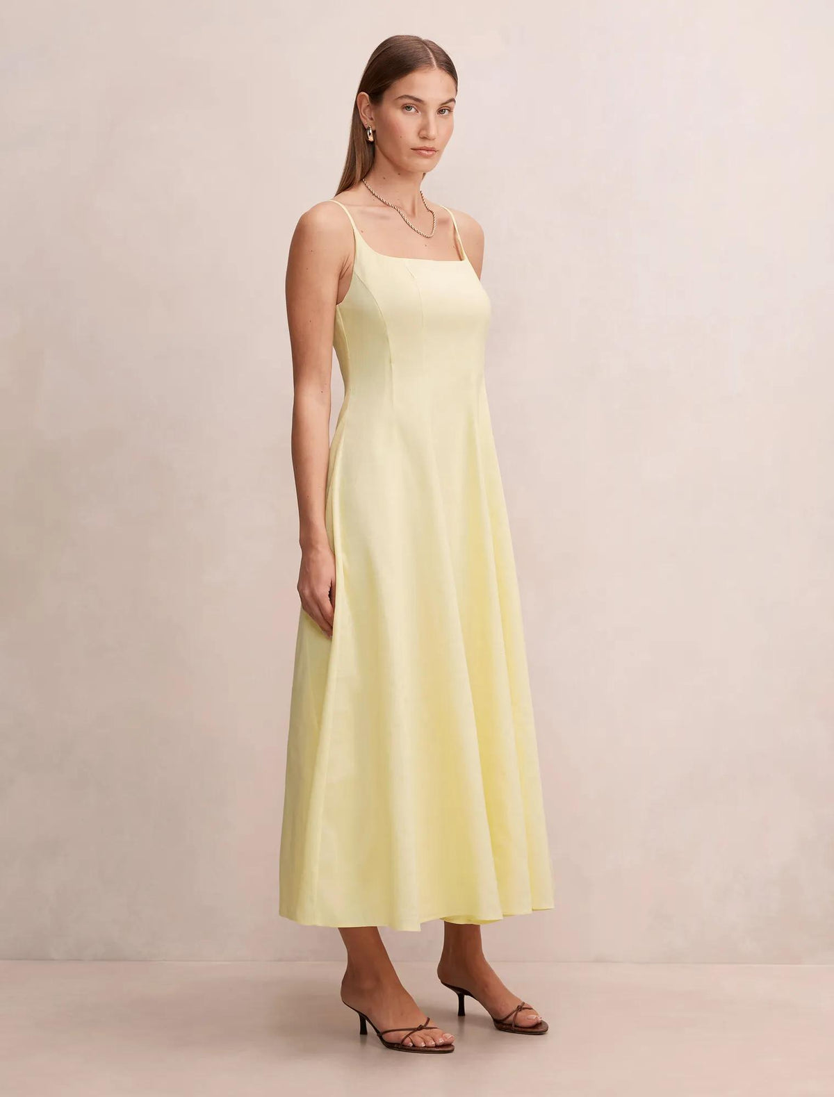 Emery Panel Midi Dress Soft Daffodil