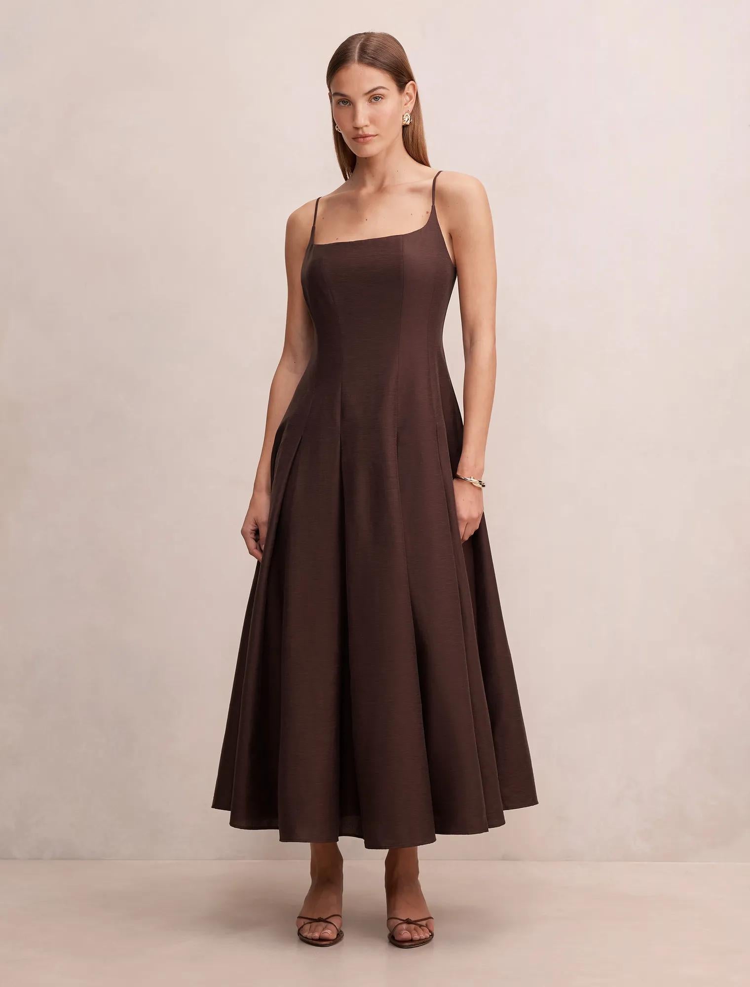 Emery Panel Maxi Dress Chocolate Freckle