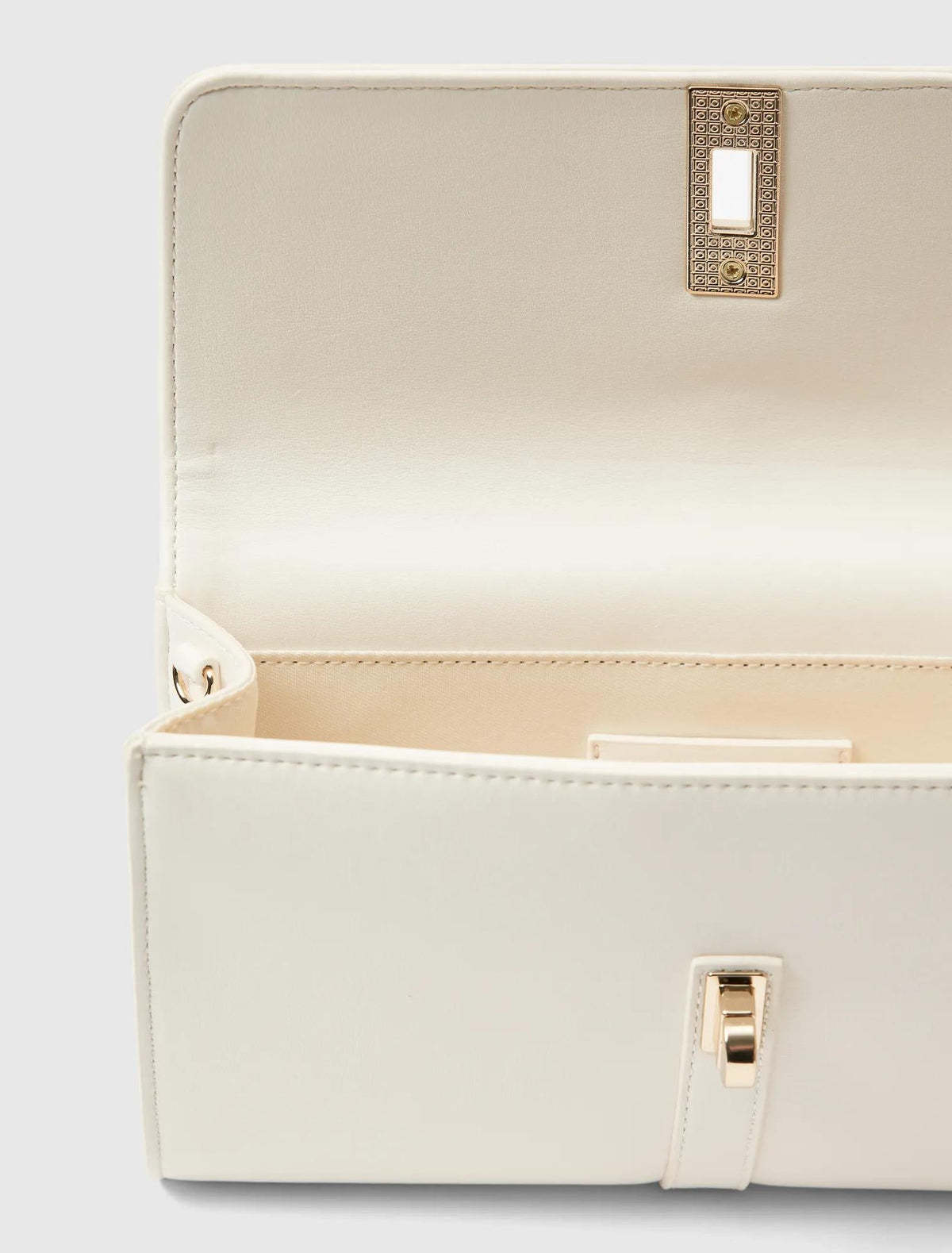 Greta Metal Hardware Day Clutch Ivory