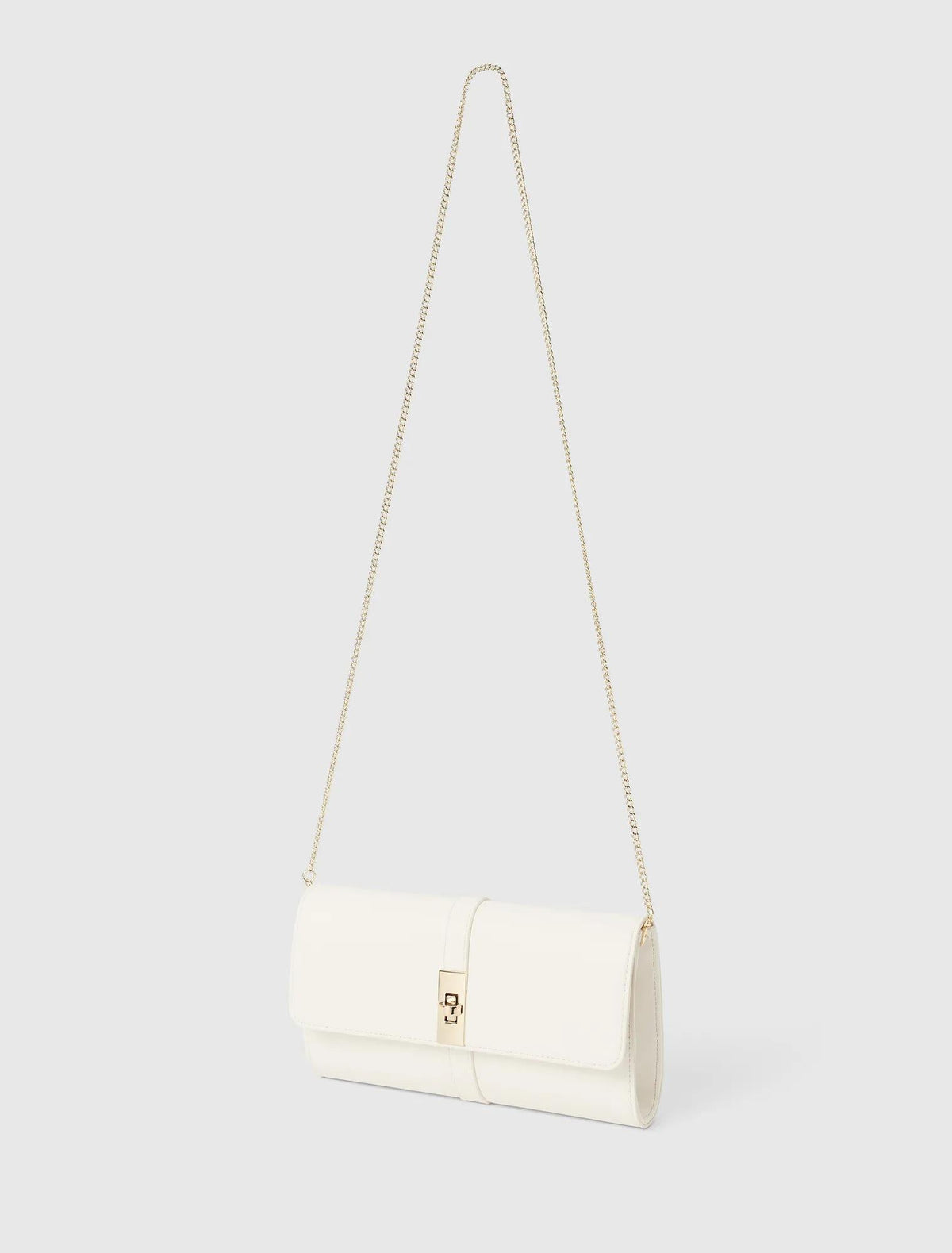 Greta Metal Hardware Day Clutch Ivory