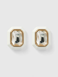 Fran Frame Stone Stud Earrings White/ Crystal_mannequin