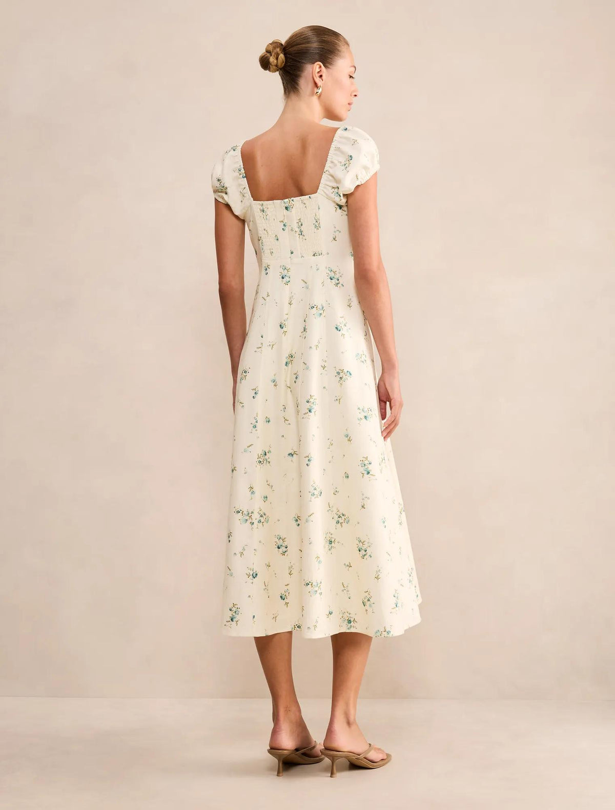 Sallie Tie Front Linen Midi Dress Elmira Ditsy