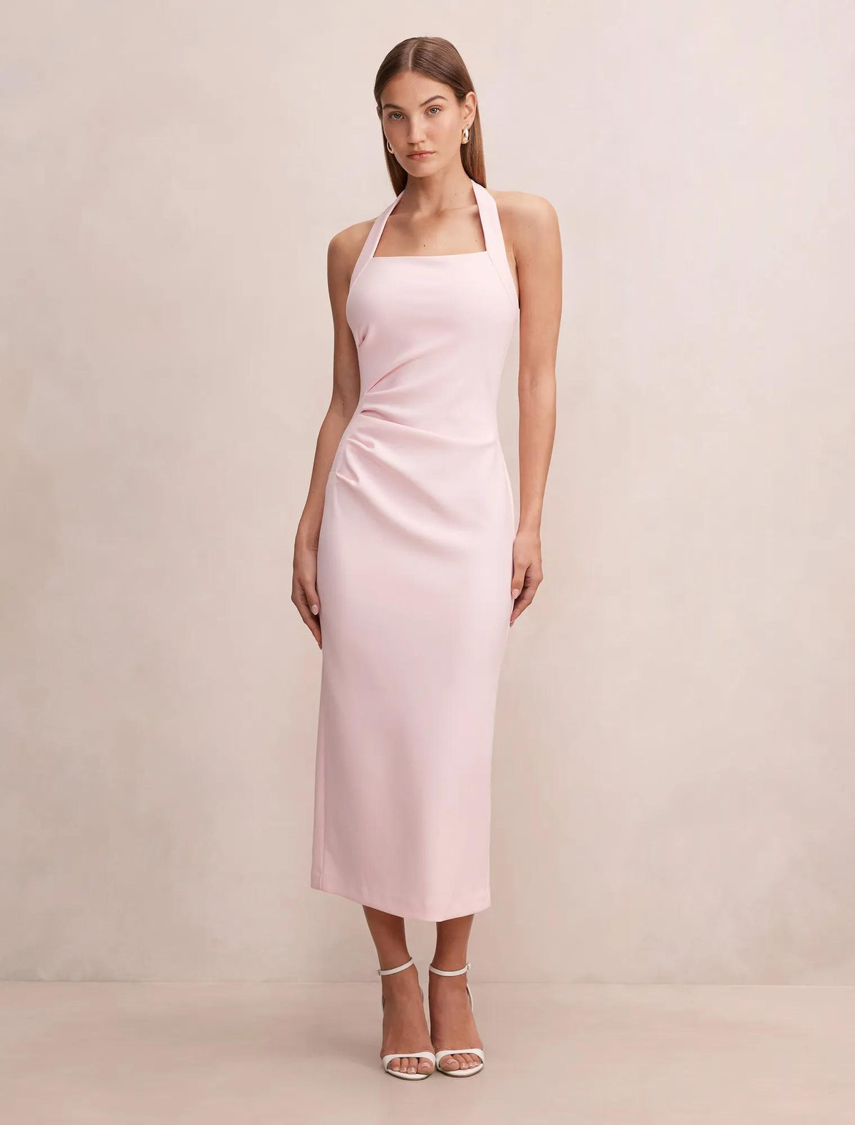 Georgie Halter Ruched Bodycon Dress Cherry Blossom