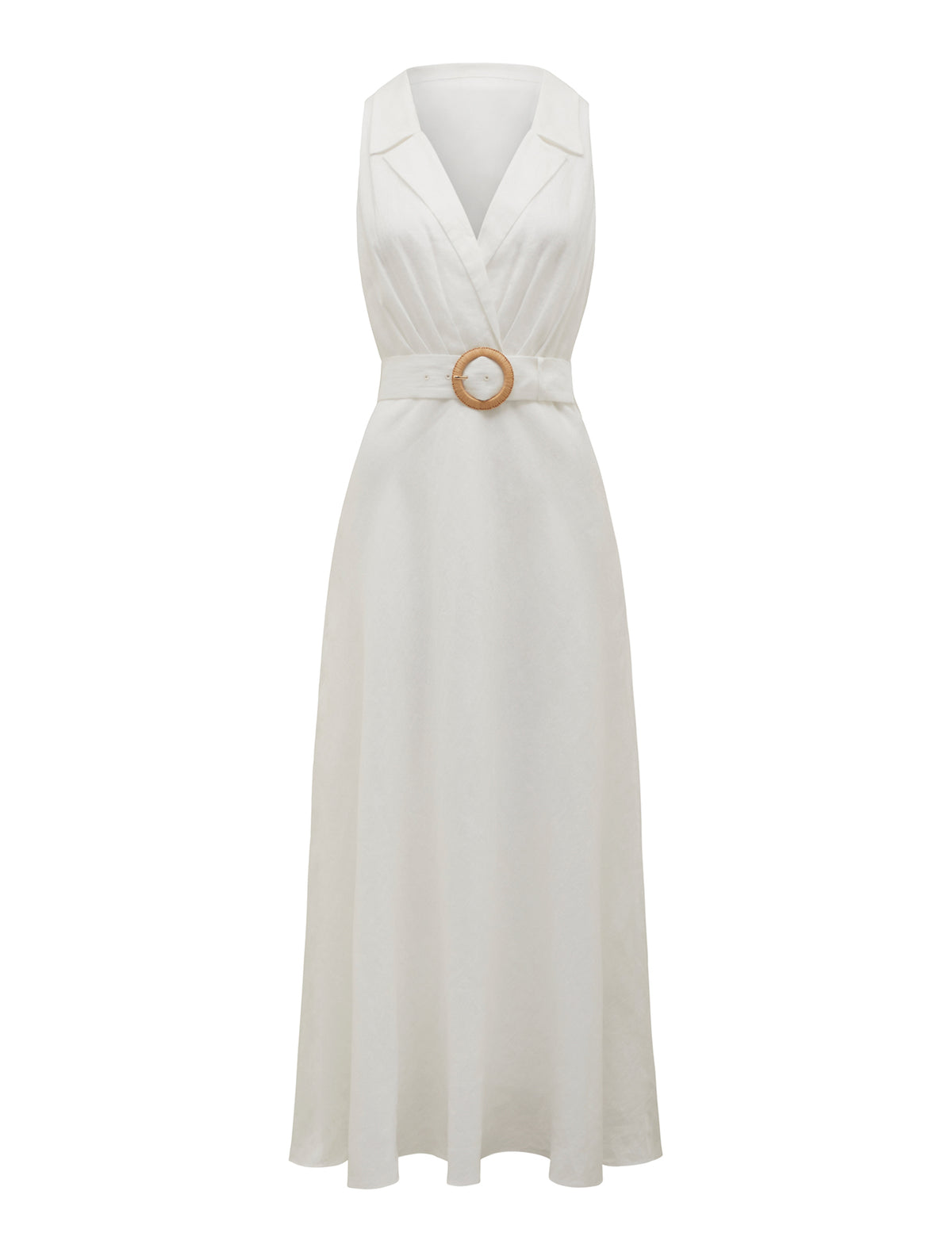 Paulina Collar Detail Belted Midi Porcelain_mannequin