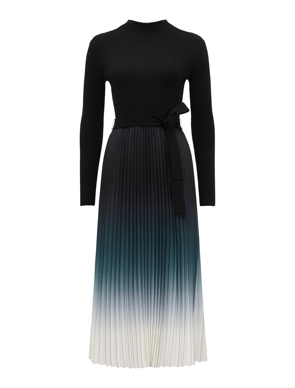Harmony Ombre Pleat Midi Dress Black Ombre_mannequin