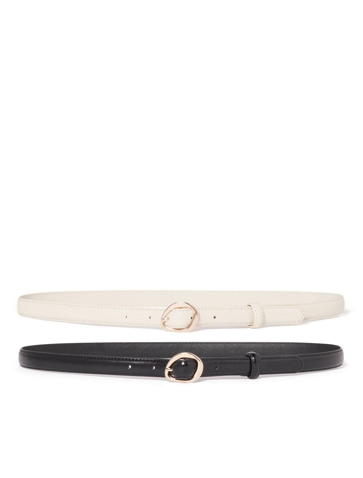 Ali Abstract Buckle Belt 2-Pack Black / Ivory_mannequin