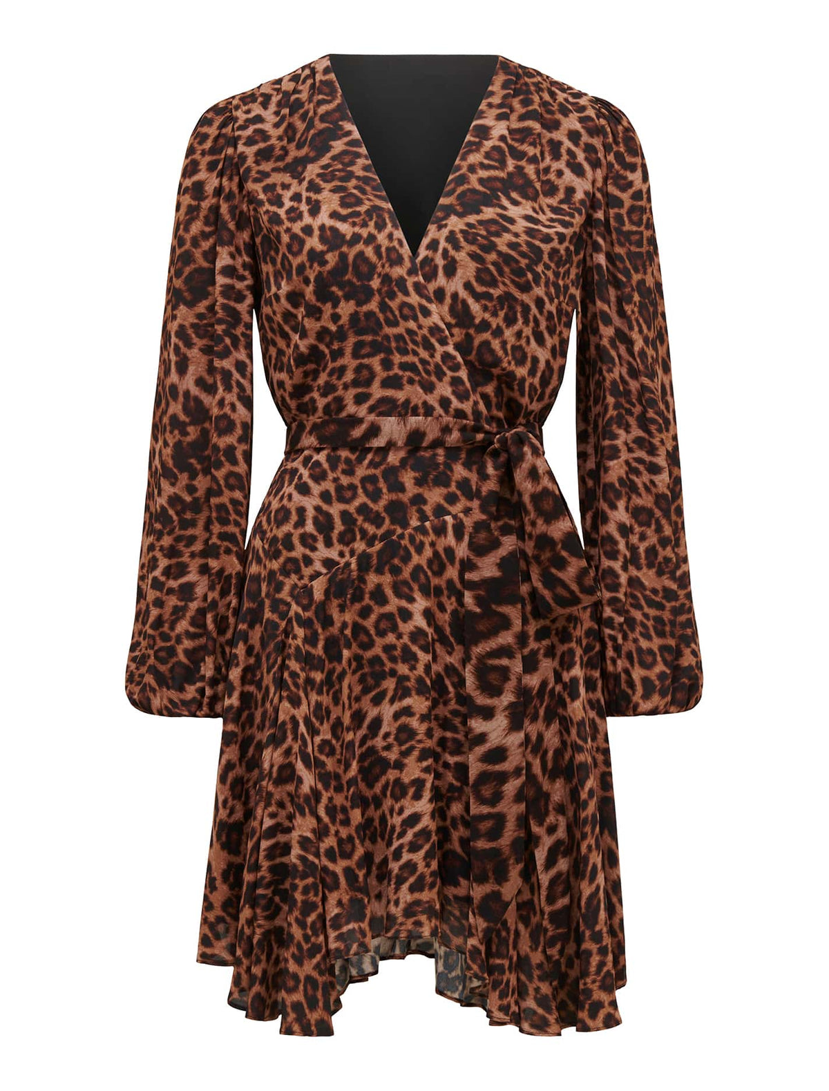 Amila Belted Godet Mini Textured Leopard_mannequin