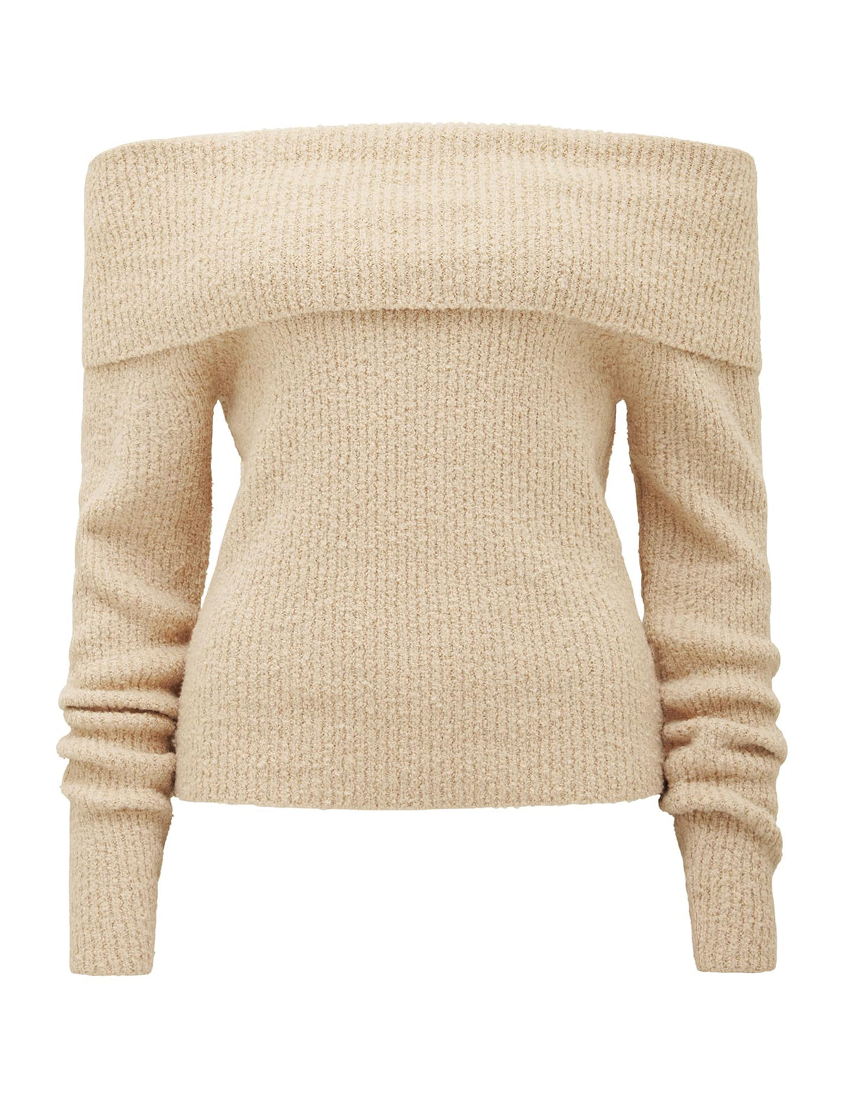 Mariah Boucle Bardot Sweater Neutral_mannequin