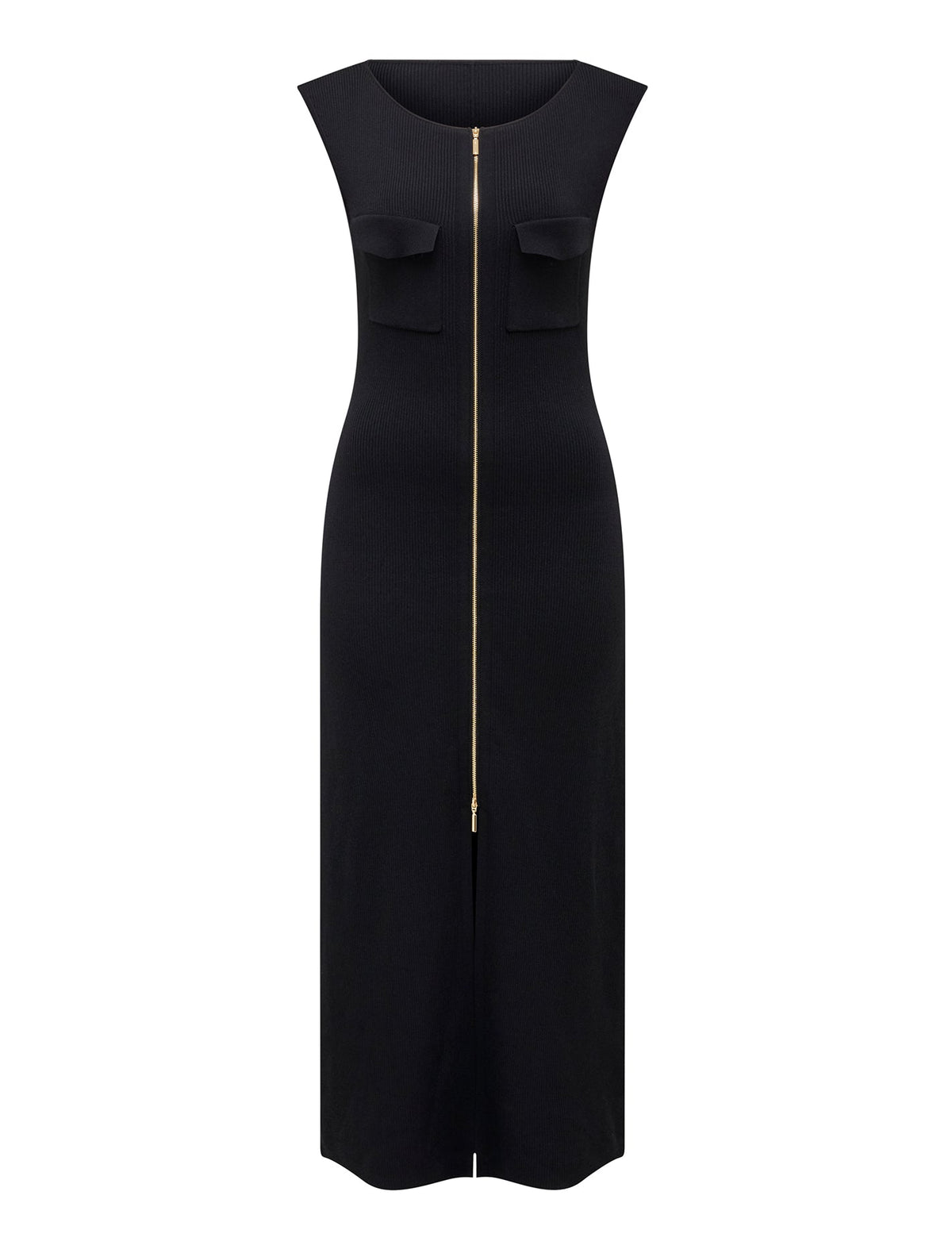 Harriet Zip Through Midi Dress Black_mannequin