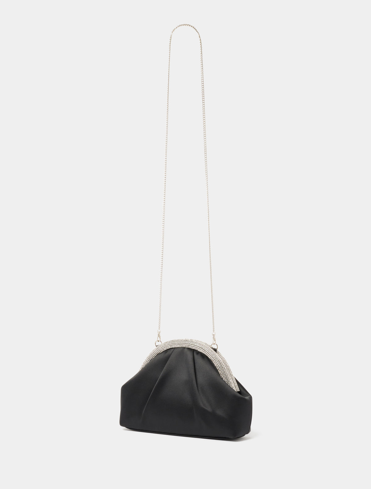 Shayla Shiny Frame Clutch Black / Silver_mannequin