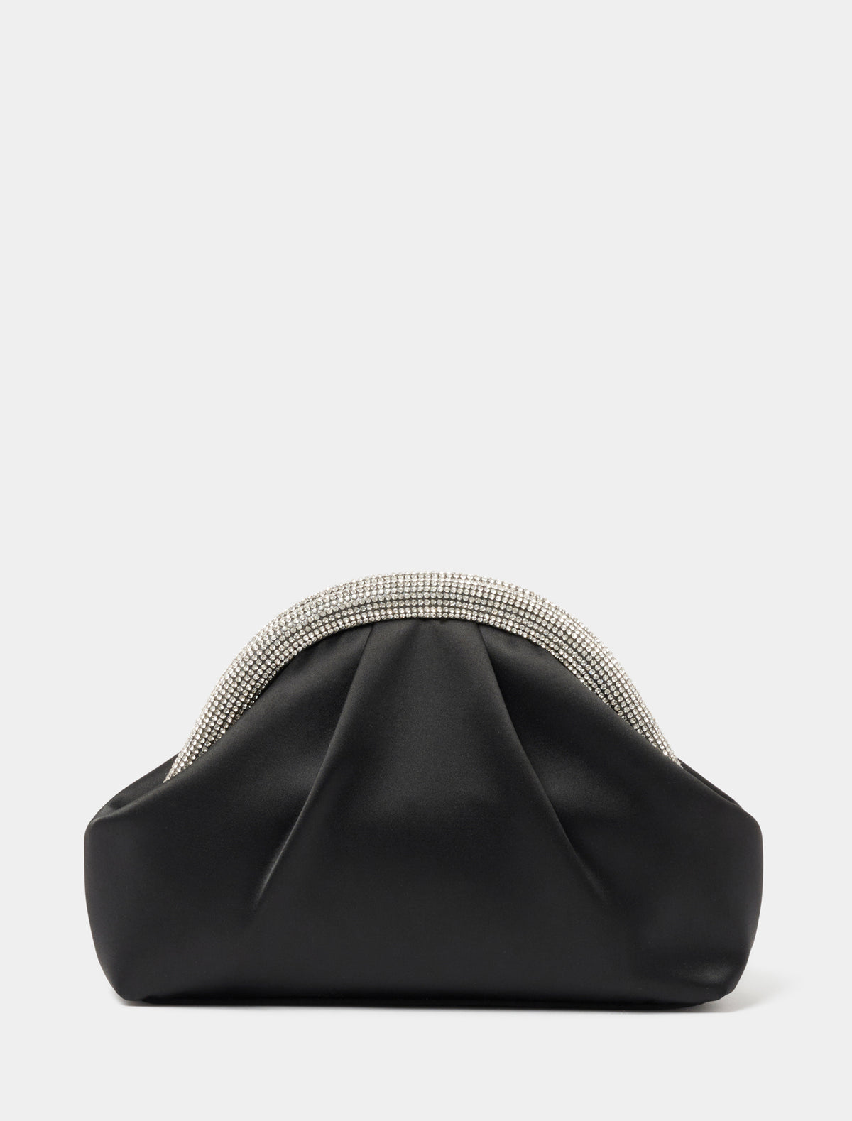 Shayla Shiny Frame Clutch Black / Silver_mannequin