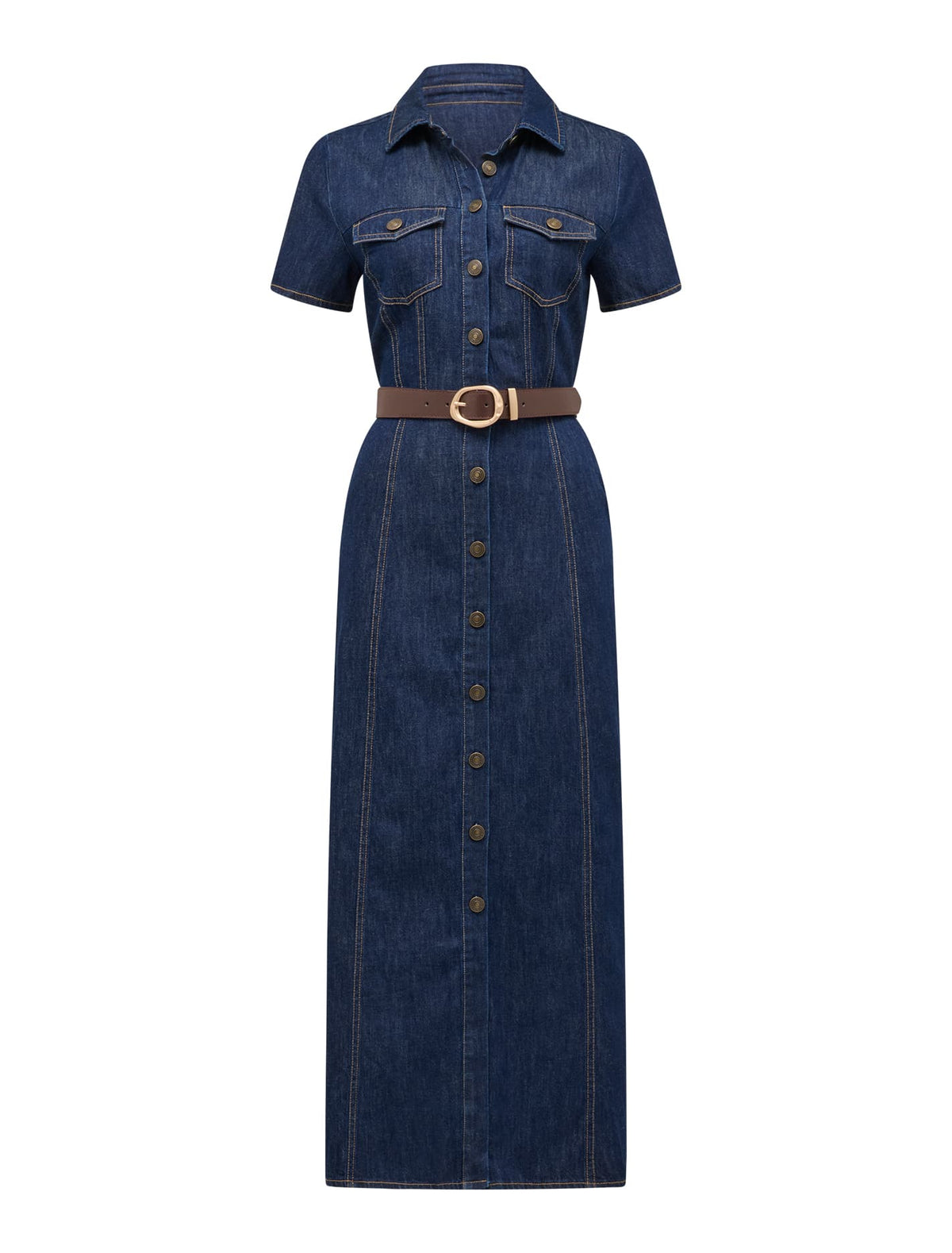 Lucy Denim Dress Dark Wash_mannequin
